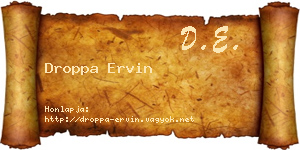 Droppa Ervin névjegykártya